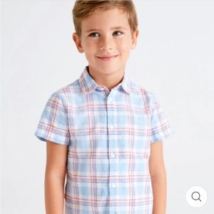 Boys Mayoral linen plaid button down